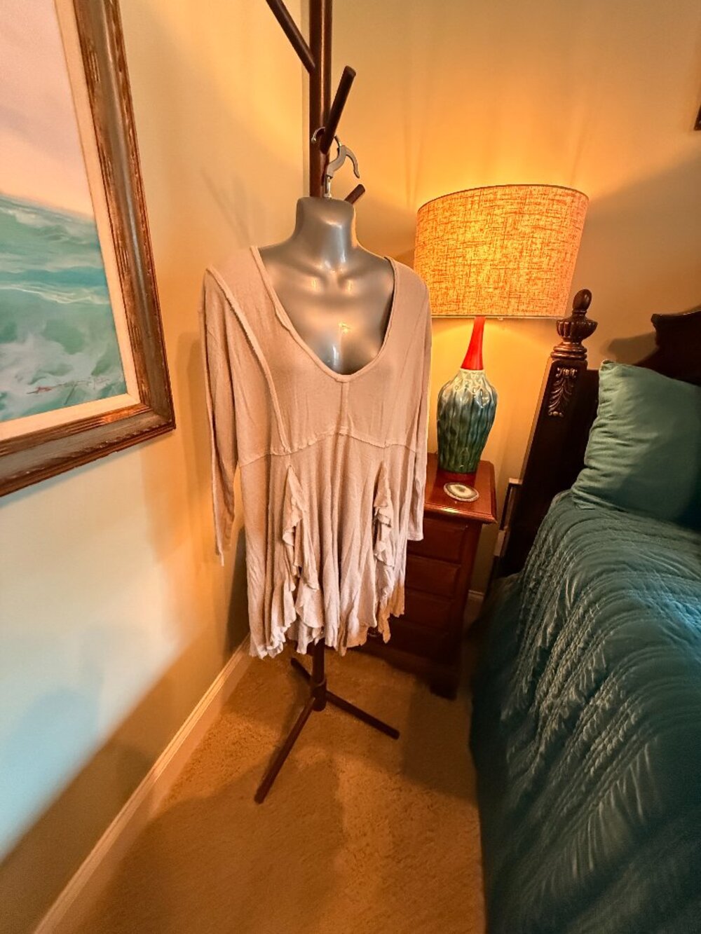 ✨ NWT Free People Beach "Ruffle Me Up" Cascade Knit Mini Dress Tunic ✨